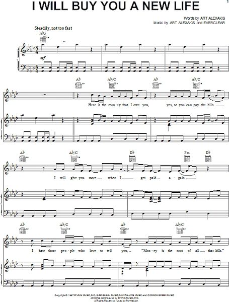 open zoom image for I Will Buy You A New Life - Piano/Vocal/Guitar, New, Main