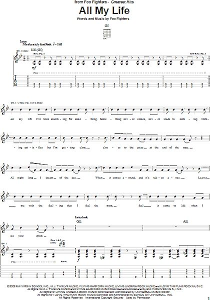 open zoom image for All My Life - Guitar TAB, New, Main