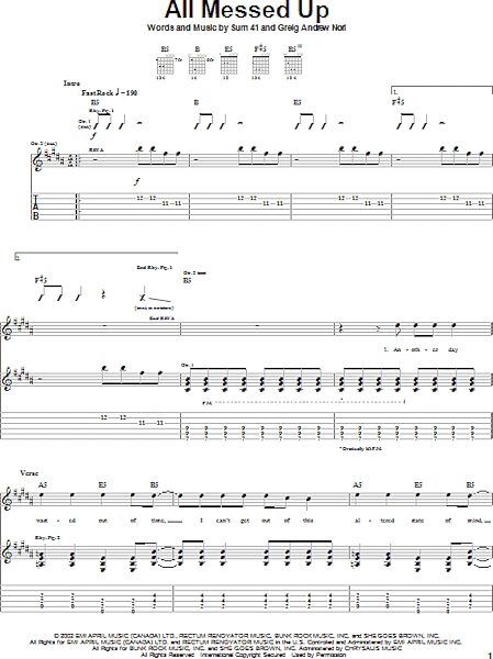 open zoom image for All Messed Up - Guitar TAB, New, Main