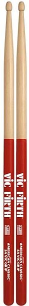 open zoom image for Vic Firth American Classic 5A Drumsticks with Vic Grip, Pair, Red, Wood Tip, Red, Wood Tip