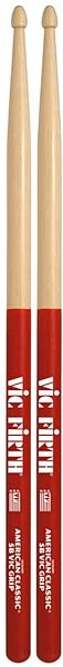 open zoom image for Vic Firth American Classic 5B Drumsticks with Vic Grip, Pair, Red, Wood Tip, Red, Wood Tip