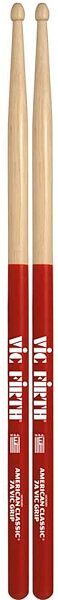 open zoom image for Vic Firth American Classic 7A Drumsticks with Vic Grip, Pair, Red, Wood Tip, Red, Wood Tip