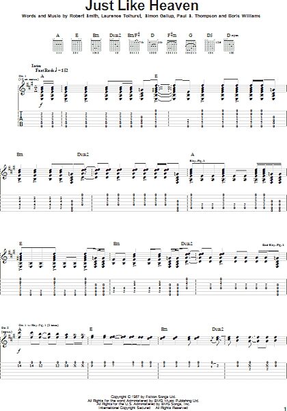 open zoom image for Just Like Heaven - Guitar TAB, New, Main