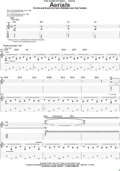 open zoom image for Aerials - Guitar TAB, New, Main