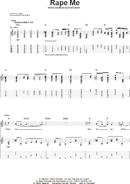 open zoom image for Rape Me - Guitar TAB, New, Main