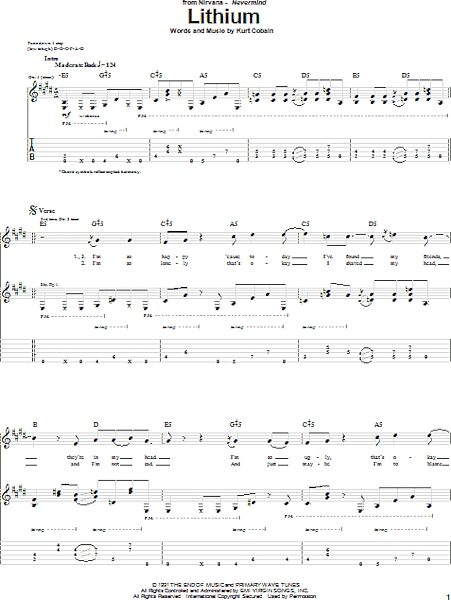 open zoom image for Lithium - Guitar TAB, New, Main