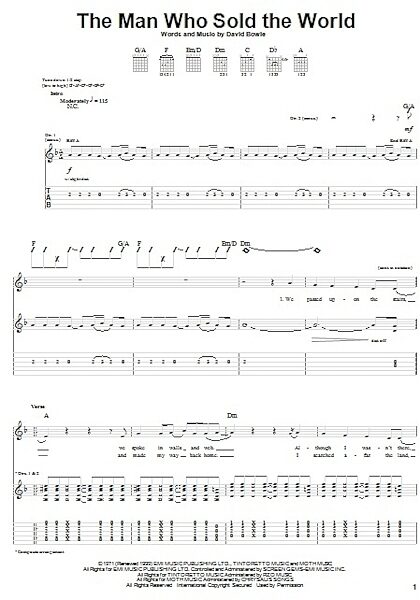 open zoom image for The Man Who Sold The World - Guitar TAB, New, Main