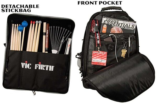 open zoom image for Vic Firth VicPack Drummers Backpack with Stick Bag, Details 2