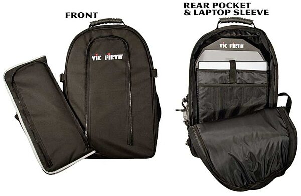 open zoom image for Vic Firth VicPack Drummers Backpack with Stick Bag, Details 1