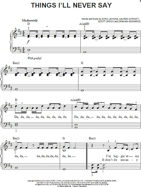 open zoom image for Things I'll Never Say - Easy Piano, New, Main