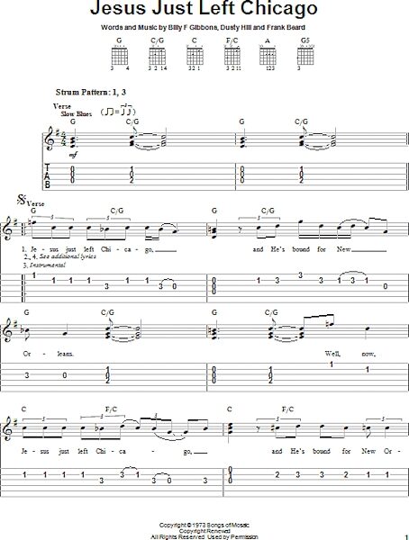 open zoom image for Jesus Just Left Chicago - Easy Guitar with TAB, New, Main