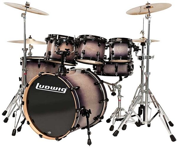 open zoom image for Ludwig LCB22PX Element Lacquer Power 5-Piece Drum Shell Kit, Black Fade