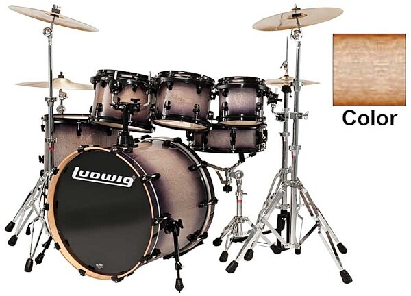 open zoom image for Ludwig LCB22PX Element Lacquer Power 5-Piece Drum Shell Kit, Natural Burst