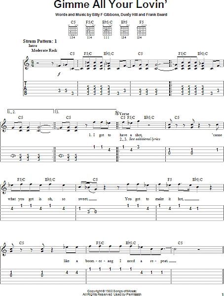 open zoom image for Gimme All Your Lovin' - Easy Guitar with TAB, New, Main
