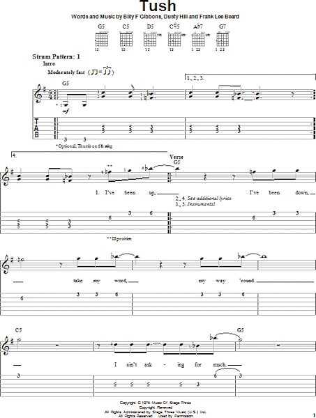open zoom image for Tush - Easy Guitar with TAB, New, Main