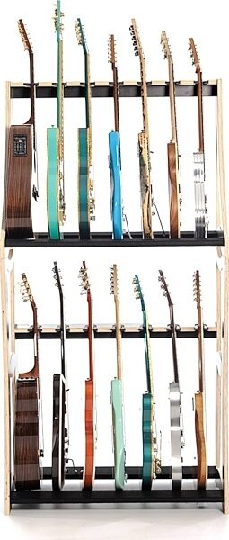 open zoom image for DRS Racks Alpha/Bravo Black Guitar Rack (14-Space), Black, Action Position Back