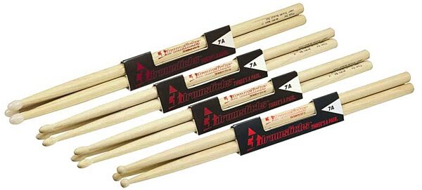 open zoom image for 3 Drumsticks 7A Hickory Drumsticks, 12-Pack