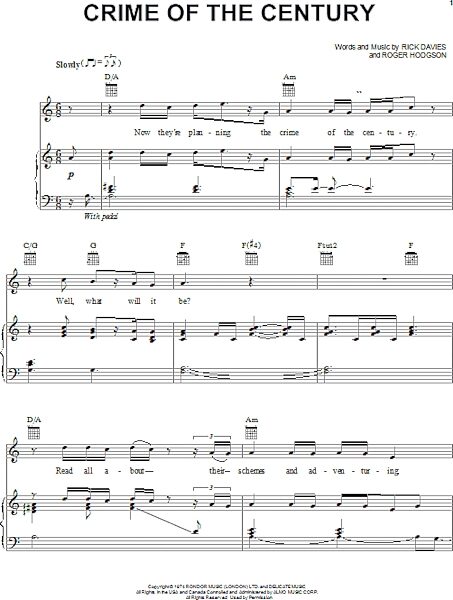 open zoom image for Crime Of The Century - Piano/Vocal/Guitar, New, Main