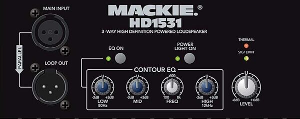 open zoom image for Mackie HD1531 3-Way 15" Powered Loudspeaker, Panel Detail
