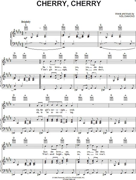 open zoom image for Cherry, Cherry - Piano/Vocal/Guitar, New, Main