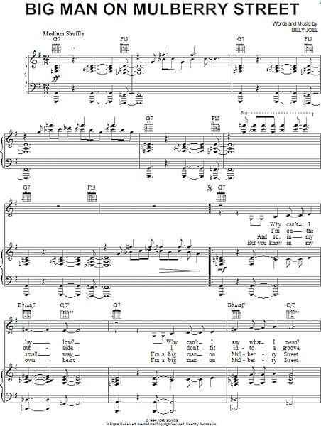 open zoom image for Big Man On Mulberry Street - Piano/Vocal/Guitar, New, Main