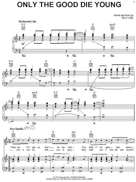 open zoom image for Only The Good Die Young - Piano/Vocal/Guitar, New, Main