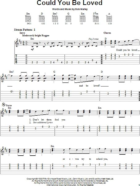 open zoom image for Could You Be Loved - Easy Guitar with TAB, New, Main