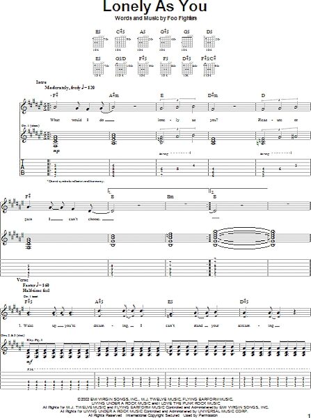 open zoom image for Lonely As You - Guitar TAB, New, Main