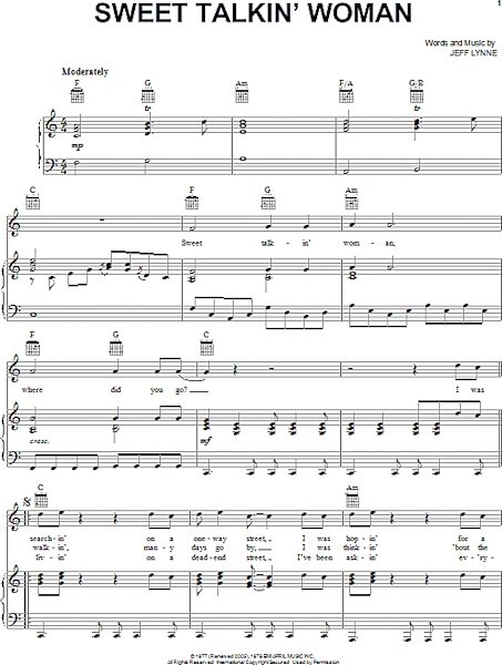 open zoom image for Sweet Talkin' Woman - Piano/Vocal/Guitar, New, Main