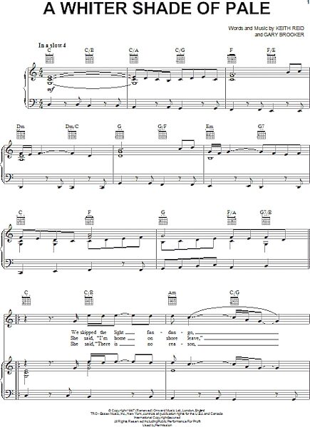 open zoom image for A Whiter Shade Of Pale - Piano/Vocal/Guitar, New, Main