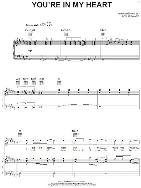 open zoom image for You're In My Heart - Piano/Vocal/Guitar, New, Main