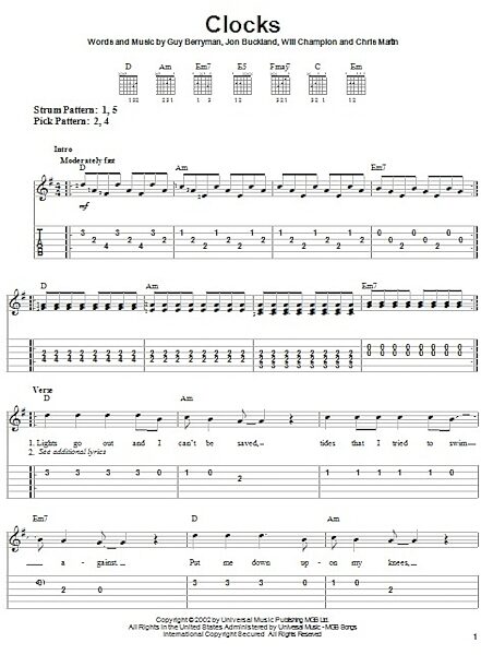 open zoom image for Clocks - Easy Guitar with TAB, New, Main