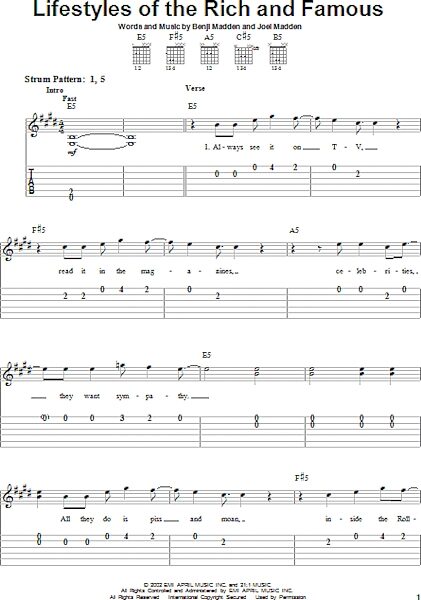 open zoom image for Lifestyles Of The Rich And Famous - Easy Guitar with TAB, New, Main