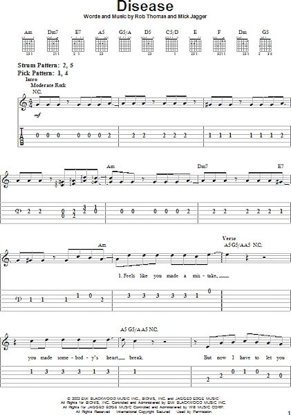 open zoom image for Disease - Easy Guitar with TAB, New, Main