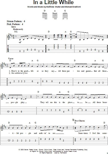 open zoom image for In A Little While - Easy Guitar with TAB, New, Main