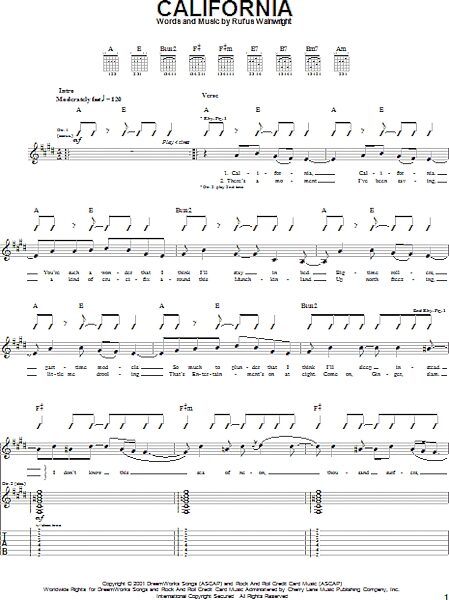 open zoom image for California - Guitar TAB, New, Main