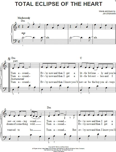 open zoom image for Total Eclipse Of The Heart - Easy Piano, New, Main