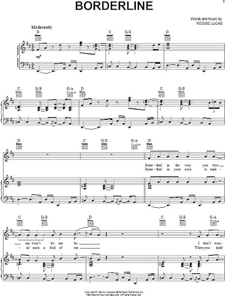 open zoom image for Borderline - Piano/Vocal/Guitar, New, Main