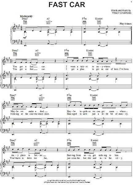 open zoom image for Fast Car - Piano/Vocal/Guitar, New, Main
