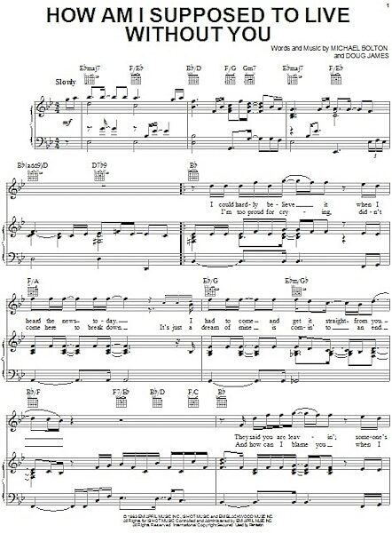 open zoom image for How Am I Supposed To Live Without You - Piano/Vocal/Guitar, New, Main