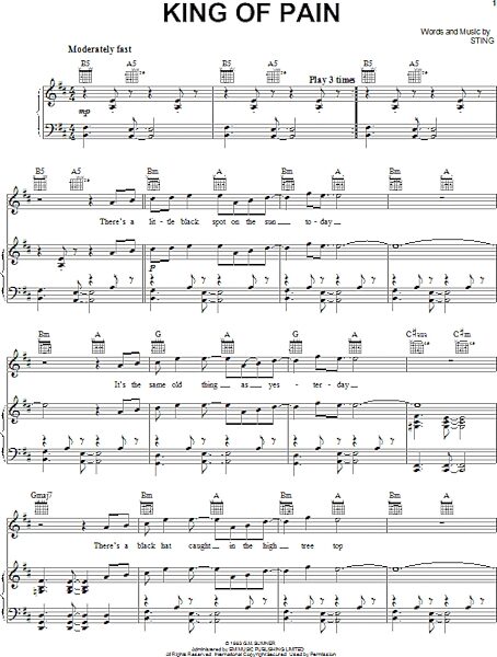 open zoom image for King Of Pain - Piano/Vocal/Guitar, New, Main