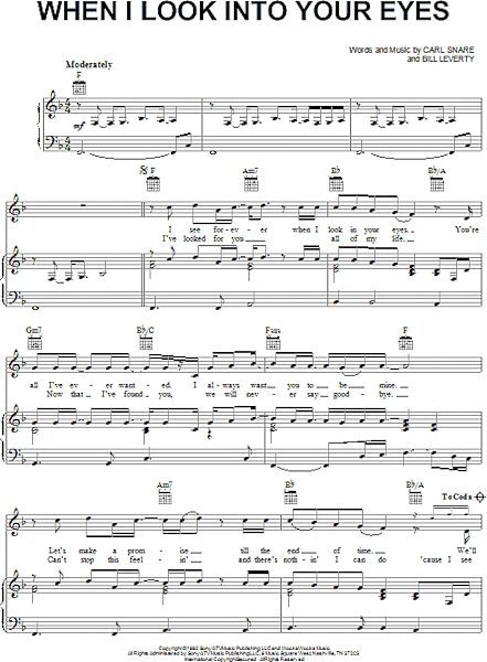 open zoom image for When I Look Into Your Eyes - Piano/Vocal/Guitar, New, Main