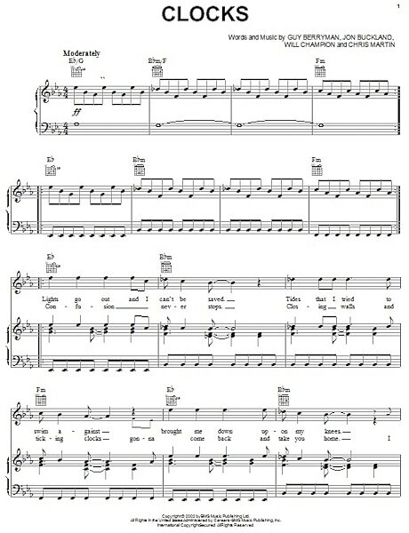 open zoom image for Clocks - Piano/Vocal/Guitar, New, Main