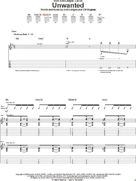open zoom image for Unwanted - Guitar TAB, New, Main