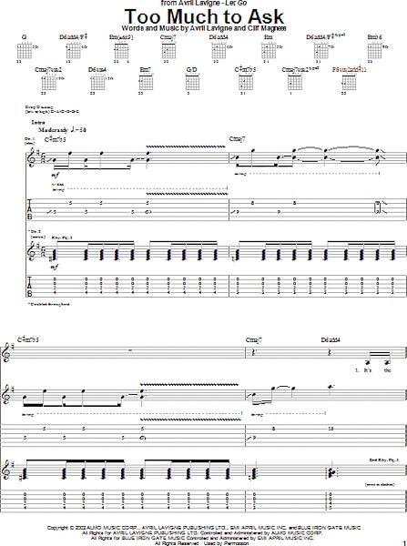 open zoom image for Too Much To Ask - Guitar TAB, New, Main