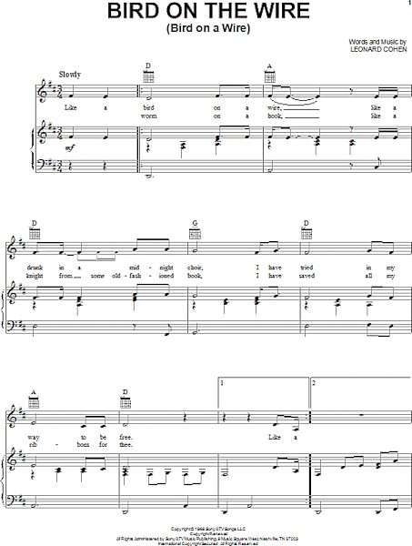 open zoom image for Bird On The Wire (Bird On A Wire) - Piano/Vocal/Guitar, New, Main