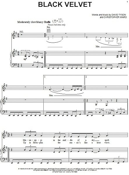 open zoom image for Black Velvet - Piano/Vocal/Guitar, New, Main
