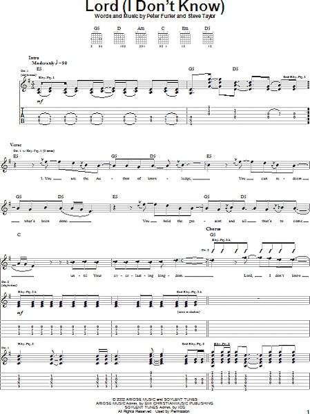 open zoom image for Lord (I Don't Know) - Guitar TAB, New, Main