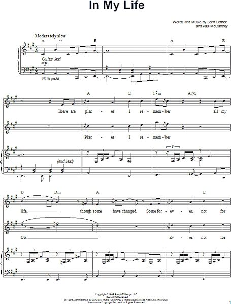 open zoom image for In My Life - Piano Vocal, New, Main