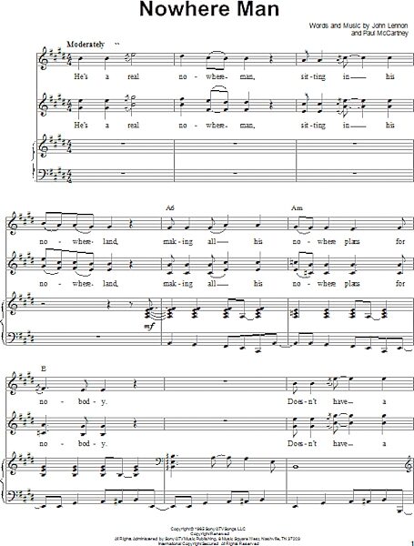 open zoom image for Nowhere Man - Piano Vocal, New, Main